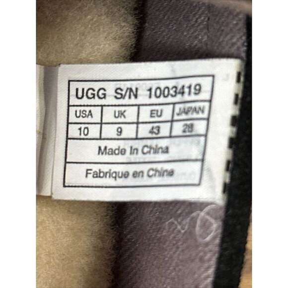 UGG Slippers Mens 10 Shearling Slip On Flats Black Suede Sheepskin - Picture 4 of 6